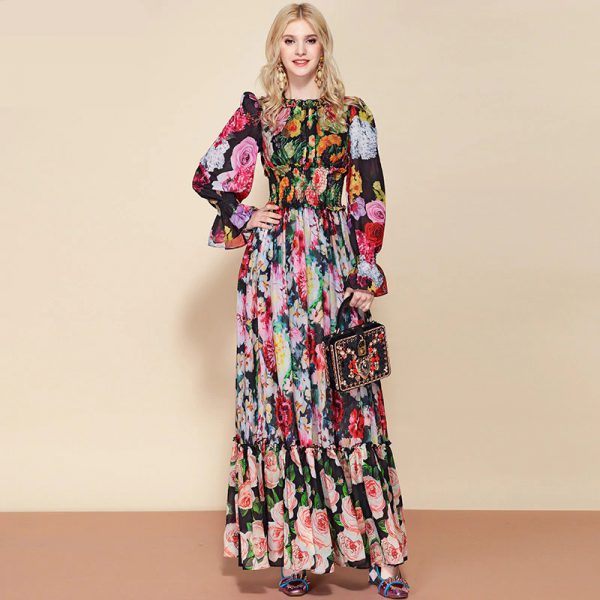 Tuscany Floral Long Dress - Caviar and Jeans