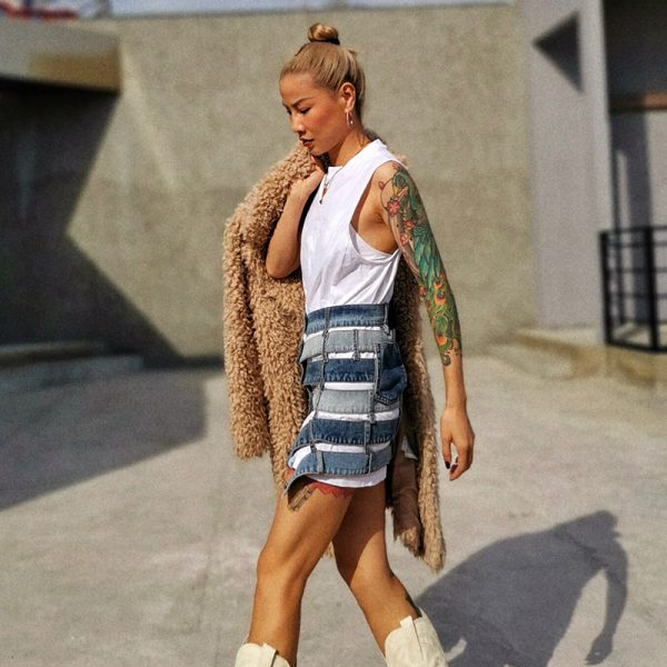 Alexa High Waist Asymmetric Skirt - Image 5