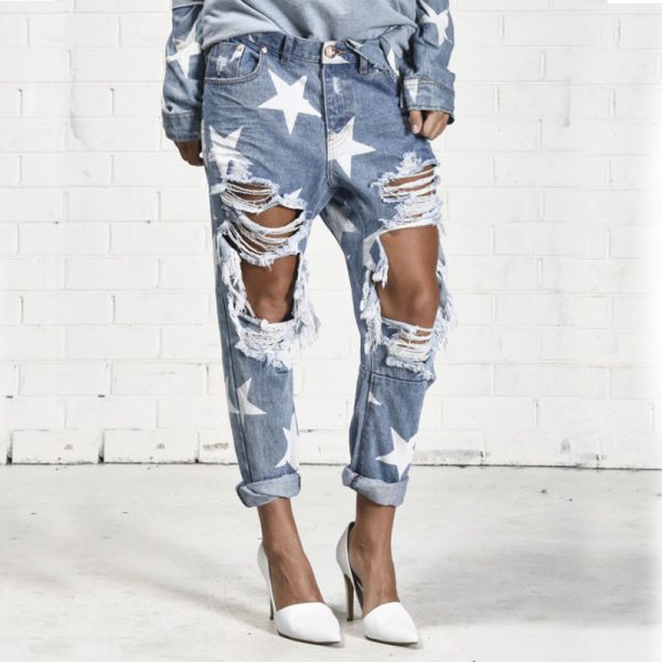 Lavinia Star Ripped Boyfriend Jeans - Caviar and Jeans