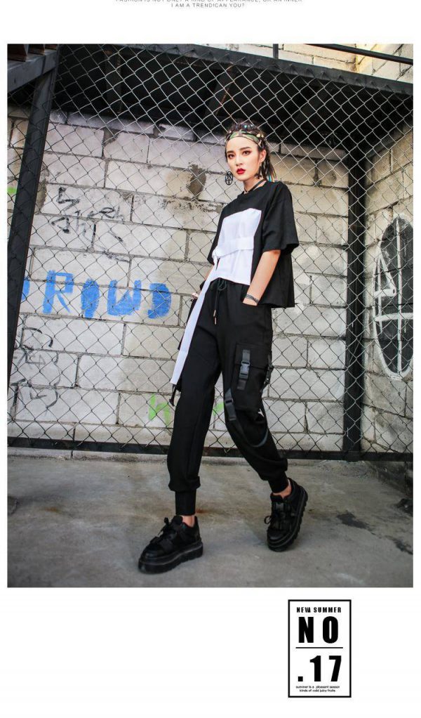 Hip Hop Black Cargo Pants High Waist Plus Sizes - Image 5