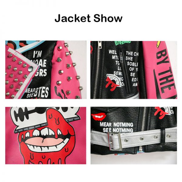 Think Pink Punk Leather Jacket - Image 5